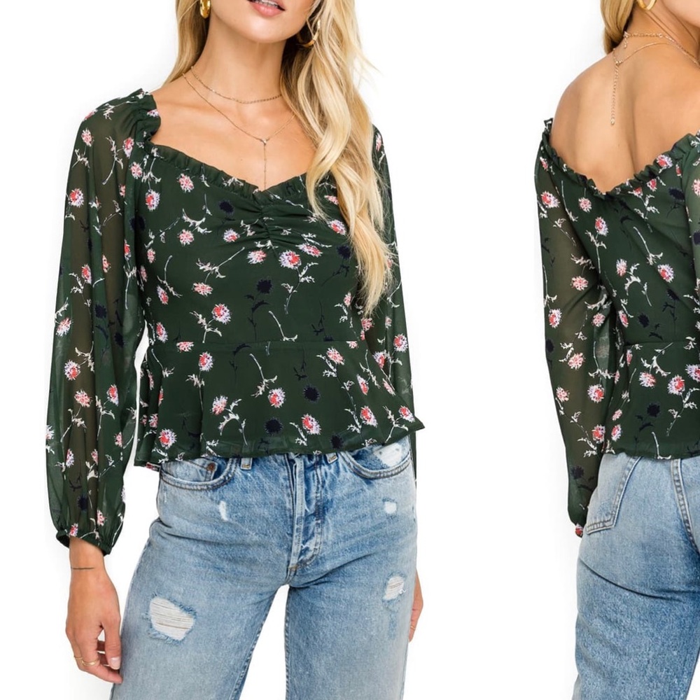ASTR floral Green Top